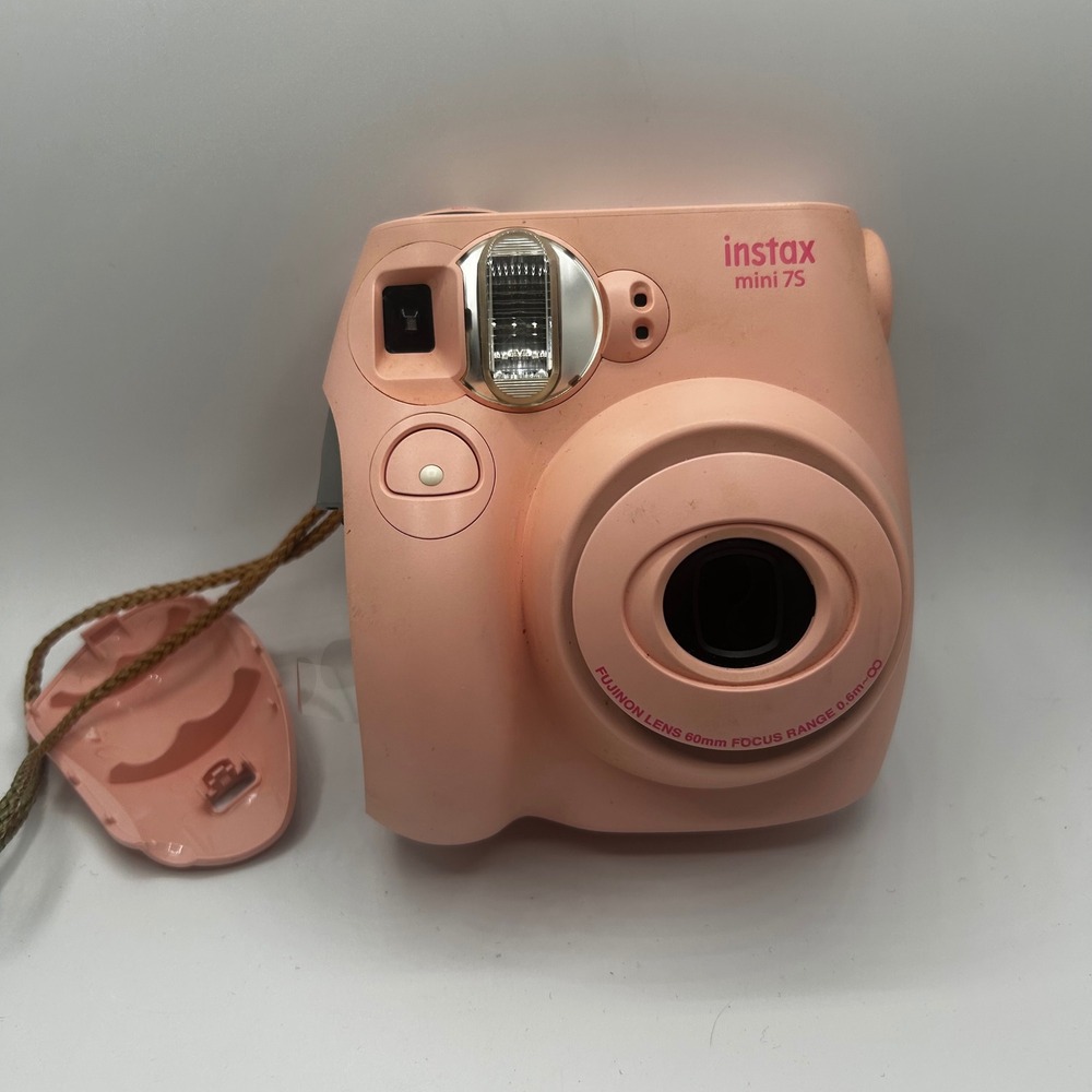 Fujifilm‎ Instax Mini 7S Instant Camera Pink with Pink Case Battery Cover Broken